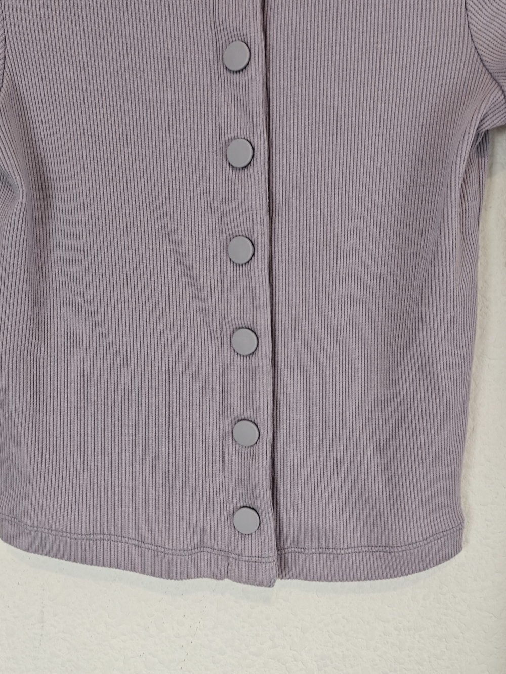 Outdoor Voices Cozy Rib Cropped Cardigan Earl Grey/Lavender Soft Girl Athleisure - Picture 6 of 13